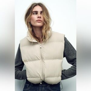 NWOT Zara Water/Wind repellent cropped puffer vest S